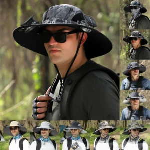 Outdoor Wide Brim Sun Hat With Solar Fan