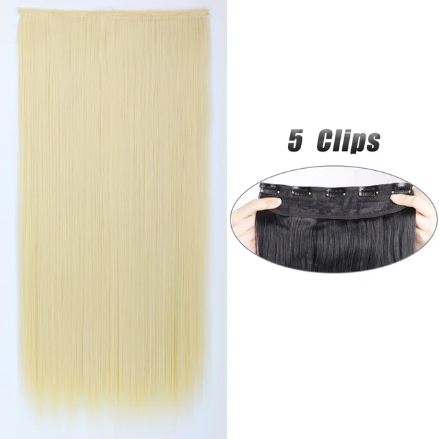 Synthetic 5 Clip-In Hair Extensions | Long Straight Hairstyle Hairpiece - Image 48