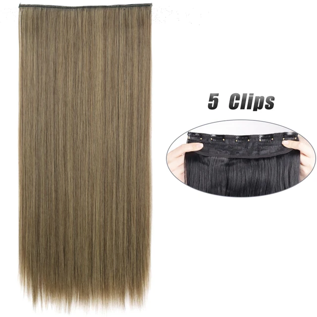 Synthetic 5 Clip-In Hair Extensions | Long Straight Hairstyle Hairpiece - Image 40