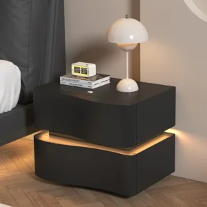 Nordic Cream Style Nightstand with Light