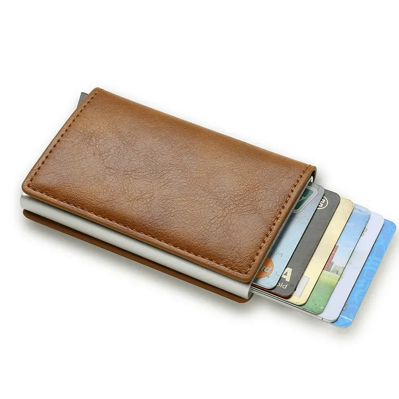 Vintage Brown Leather RFID Card Holder Wallet - Image 24