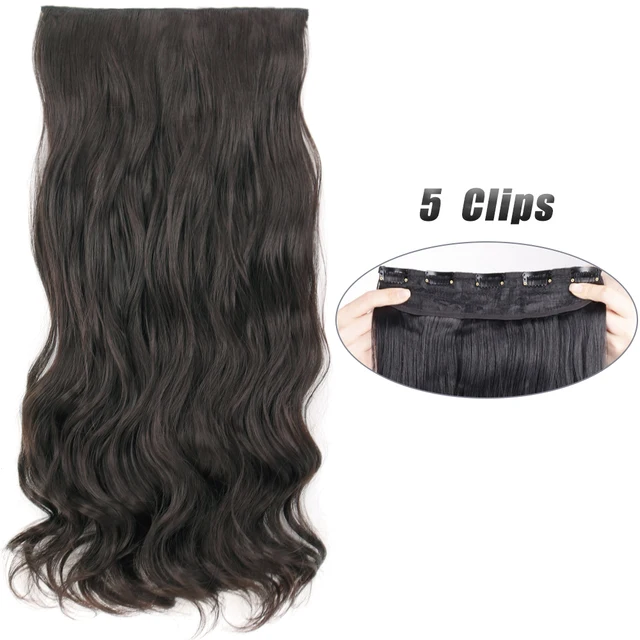 Synthetic 5 Clip-In Hair Extensions | Long Straight Hairstyle Hairpiece - Image 38