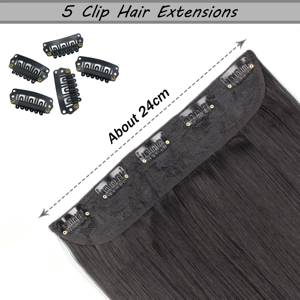 Synthetic 5 Clip-In Hair Extensions | Long Straight Hairstyle Hairpiece - Image 66