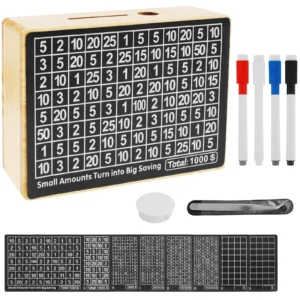 Money Saving Box with Saving Goal and Numbers