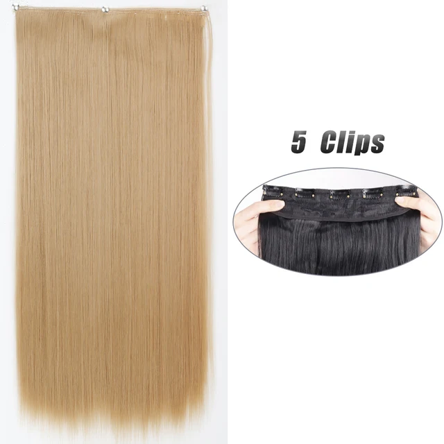 Synthetic 5 Clip-In Hair Extensions | Long Straight Hairstyle Hairpiece - Image 52