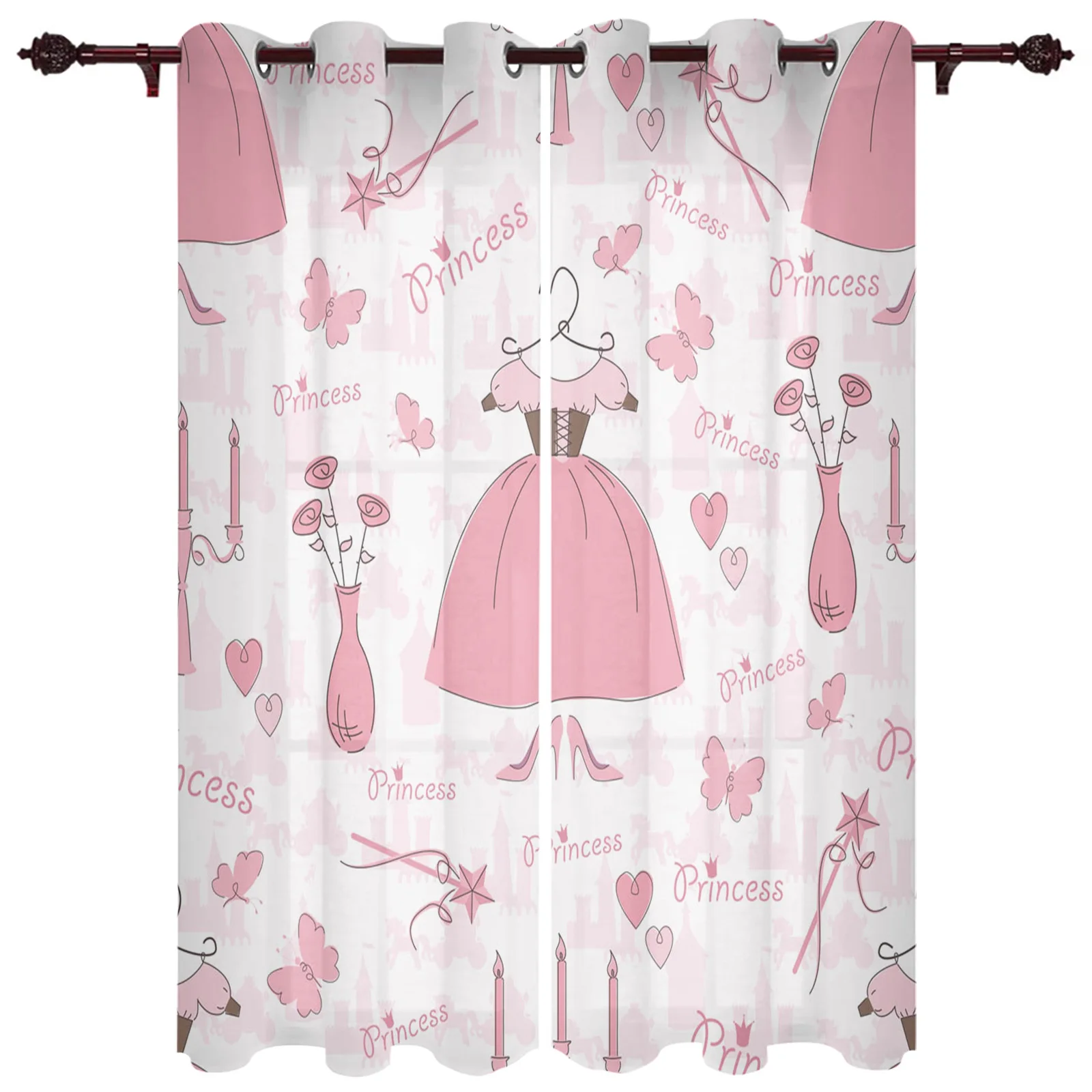Pink Flowers Dress Curtains - Image 7