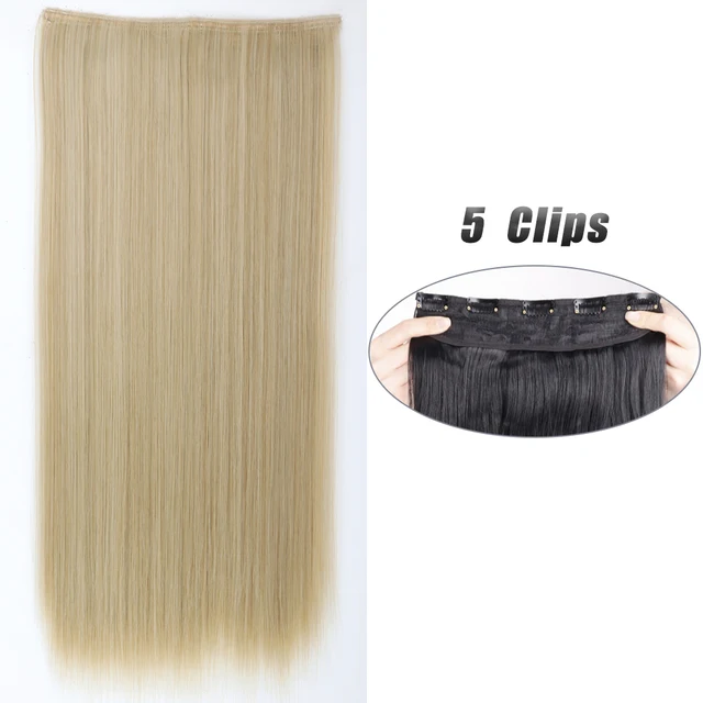 Synthetic 5 Clip-In Hair Extensions | Long Straight Hairstyle Hairpiece - Image 51