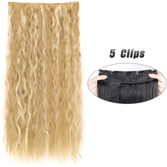 Synthetic 5 Clip-In Hair Extensions | Long Straight Hairstyle Hairpiece - Image 3
