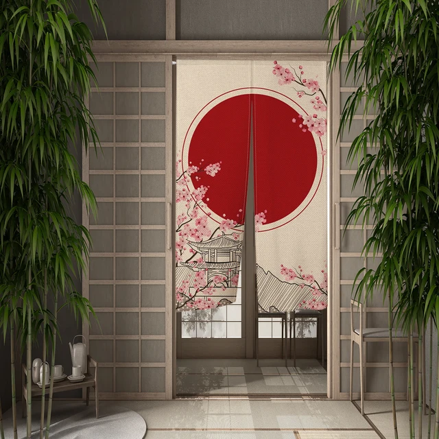 Japan Door Red Sun Circle Curtains - Image 15
