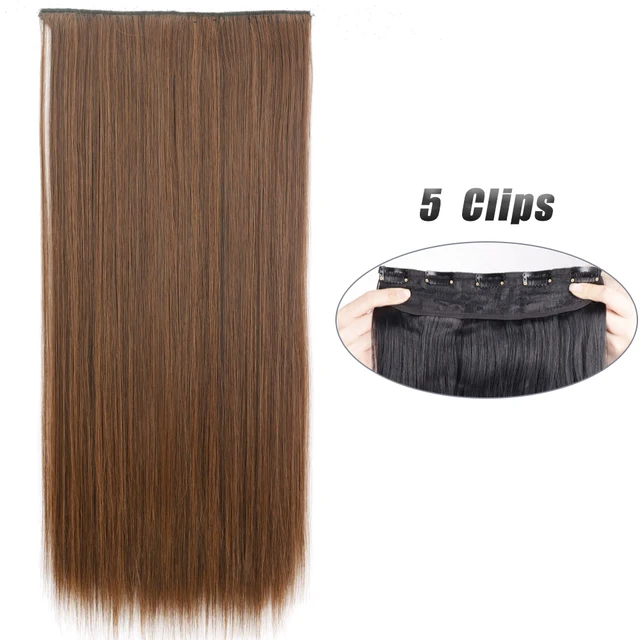 Synthetic 5 Clip-In Hair Extensions | Long Straight Hairstyle Hairpiece - Image 58